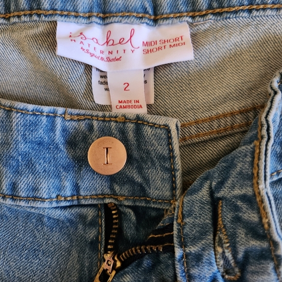 Ingrid & Isabel Maternity Denim Midi Short Expandable Panels Distressed Sz 2/26 - Picture 4 of 12
